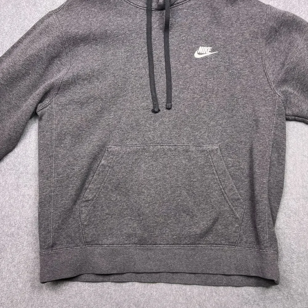 Nike Hoodie Mens Medium Gray Pullover Long Sleeve Drawstring Sweatshirt